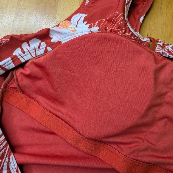 2/$25-Quintsoul Open Back Sporty One Piece In Orange Tropical Print Size S - Picture 10 of 11